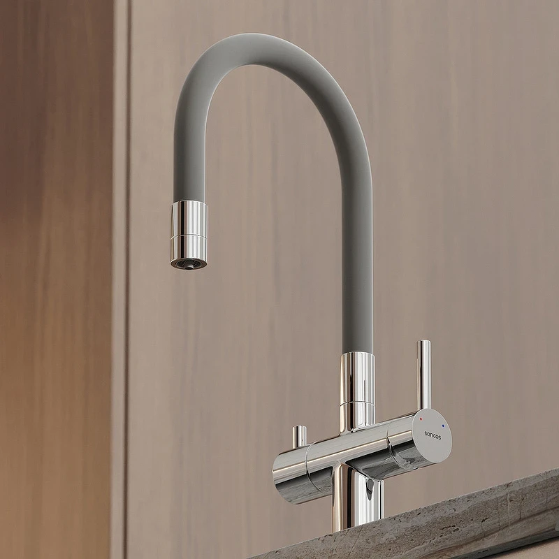 Смеситель для кухни Sancos Lucia SC4004CH Хром Серый латунь