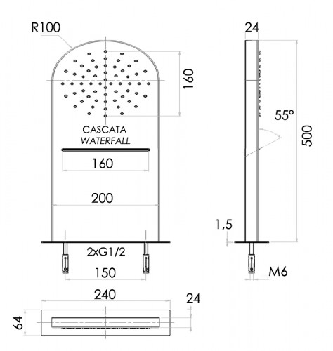 Верхний душ Remer X Style Inox SS350MMCAX цвет Нержавеющая сталь