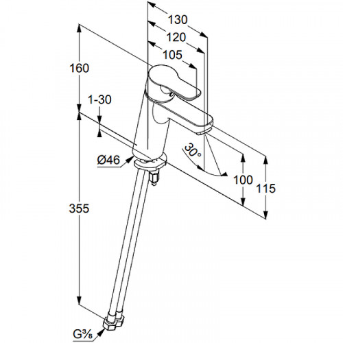 Смеситель для раковины Kludi Pure Easy XL 372920565 Хром латунь