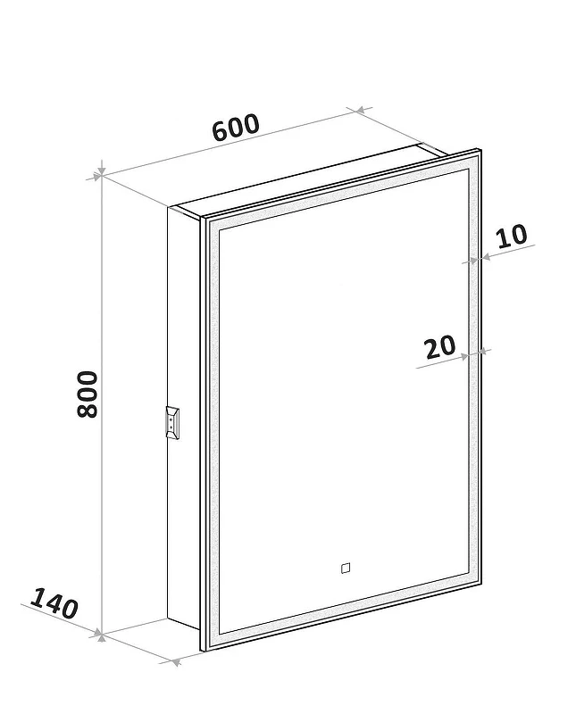 Зеркальный шкаф Art&Max Techno 60 R AM-Tec-600-800-1D-R-DS-F с подсветкой цвет Белый