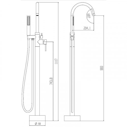 Смеситель для ванны ESKO F1B Черный матовый латунь на пол