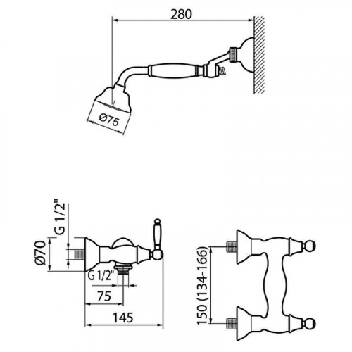 Смеситель для душа Webert Dorian DO760101010 Золото