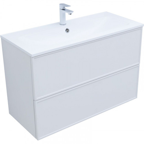 Тумба под раковину Aquanet Арт 100 313257 подвесная Белая матовая МДФ / ЛДСП