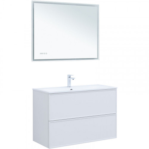 Тумба под раковину Aquanet Арт 100 313257 подвесная Белая матовая МДФ / ЛДСП