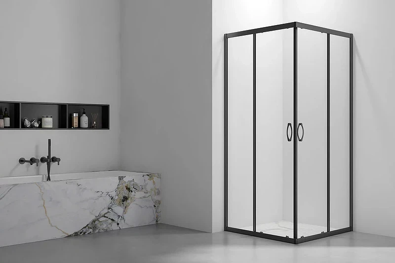 Душевой уголок Veconi Rovigo RV-101B 90х90 RV101B-90-01-C5 профиль Черный матовый стекло прозрачное
