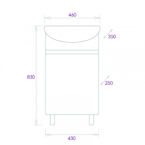Тумба под раковину Onika Милтон 45 R 104512 цвет Дуб сонома Серый