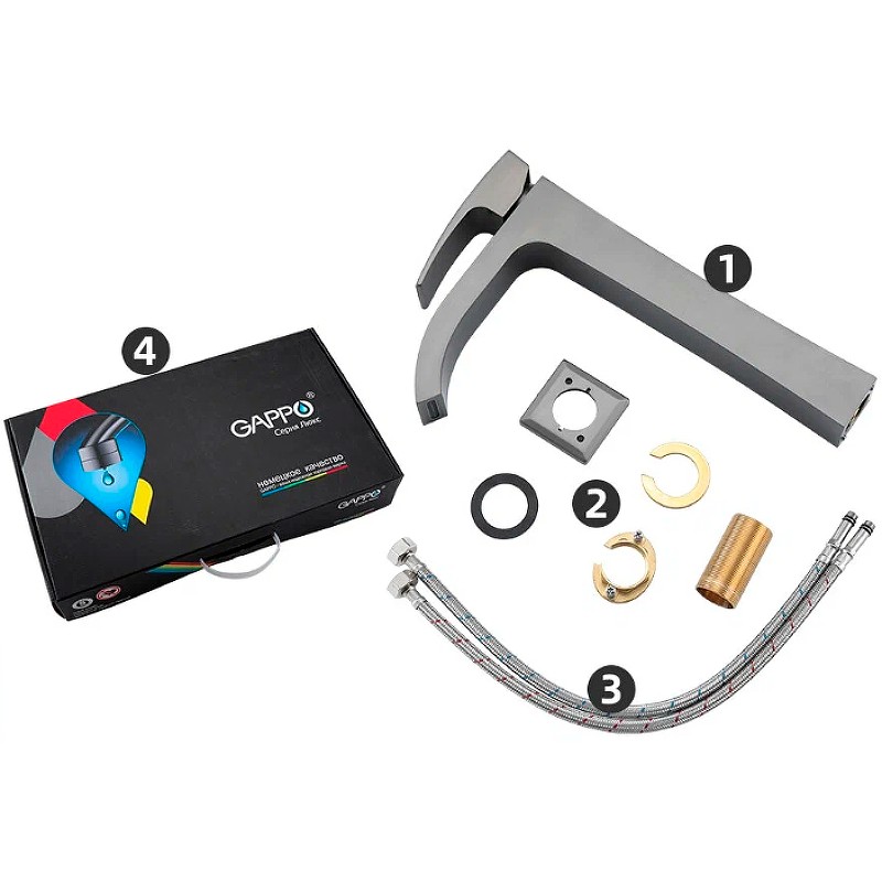 Смеситель для раковины Gappo G07-9 G1007-89 Оружейная сталь латунь