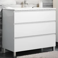 Тумба с раковиной SanVit Авеню-3 80 kavenu3080w Белая глянцевая МДФ / ЛДСП