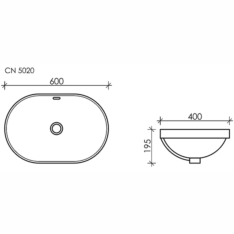 Раковина Ceramicanova Element 60 CN5020 Белая фарфор полувстраиваемая