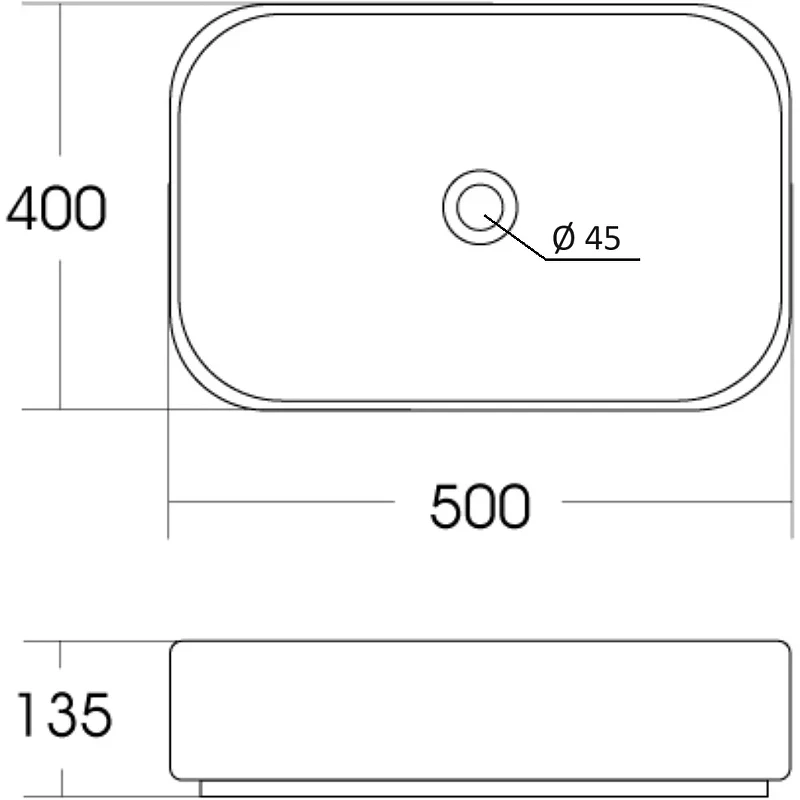 Раковина-чаша Orange 50 B05-500W Белая глянцевая фарфор накладная