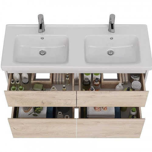 Тумба под раковину Lemark Combi 125 LM03C125T-dub подвесная Дуб кантри Белый глянец