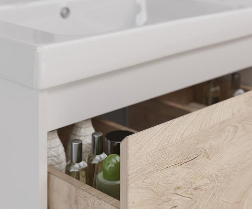 Тумба под раковину Lemark Combi 125 LM03C125T-dub подвесная Дуб кантри Белый глянец