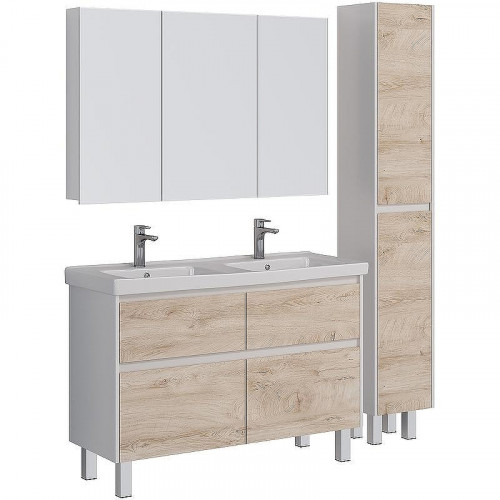 Тумба под раковину Lemark Combi 125 LM03C125T-dub подвесная Дуб кантри Белый глянец