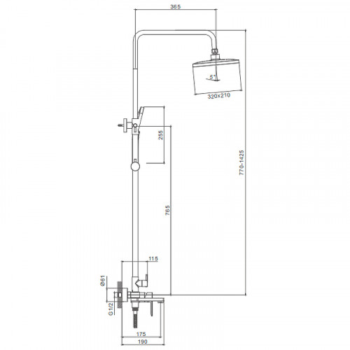 Душевая система Splenka S06.24 Хром латунь на стену