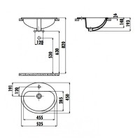 Раковина Creavit 52 TP225-00CB00E-0000 Белая фарфор полувстраиваемая