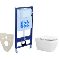 Комплект унитаза с инсталляцией Aquatek Set Aquatek Лея с сиденьем Микролифт фарфор подвесной