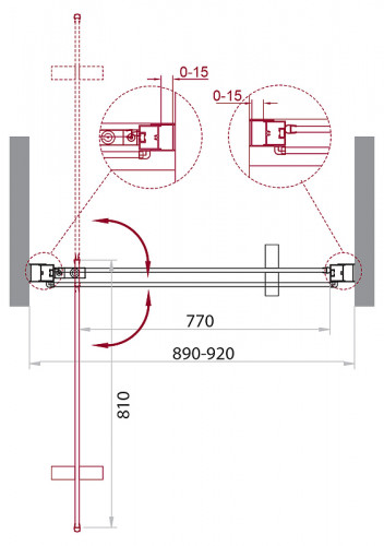 Душевая дверь BelBagno Marmi 90 MARMI-B-1-90-C-NERO профиль Черный стекло прозрачное