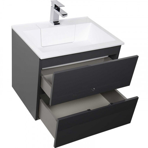 Тумба под раковину Aquanet Алвита 70 183992 подвесная Серый антрацит МДФ / ЛДСП