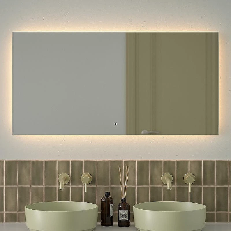 Зеркало Defesto Glow 120х60 DF 2518RH с подсветкой 34W-3000К/с фацетом/ИК - выключатель/Теплый белый свет