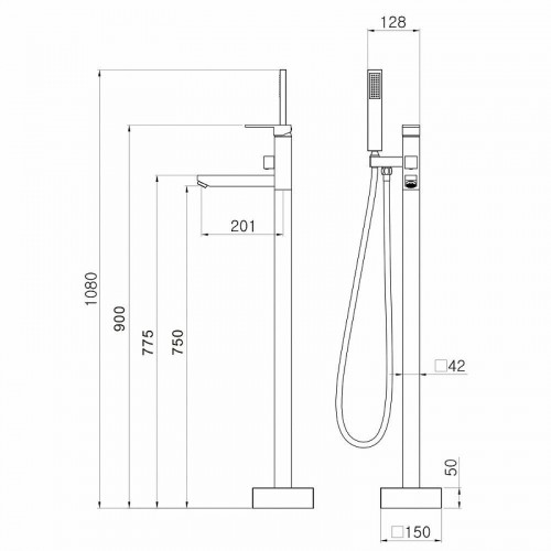 Смеситель для ванны Swedbe Spira 4007 Хром латунь на пол