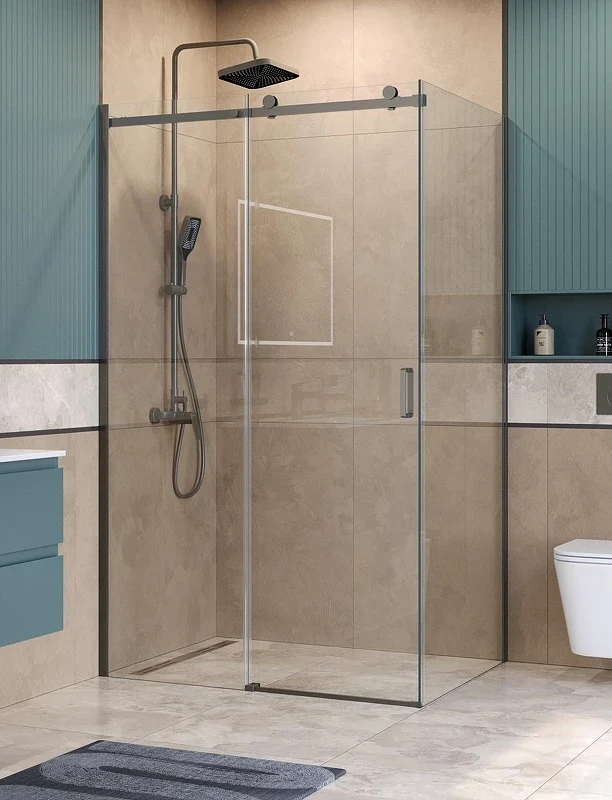 Душевой уголок BelBagno Soft Close-2 120x100 SOFT_CLOSE-2-AH-1-120/100-C-GM профиль Оружейная сталь стекло прозрачное