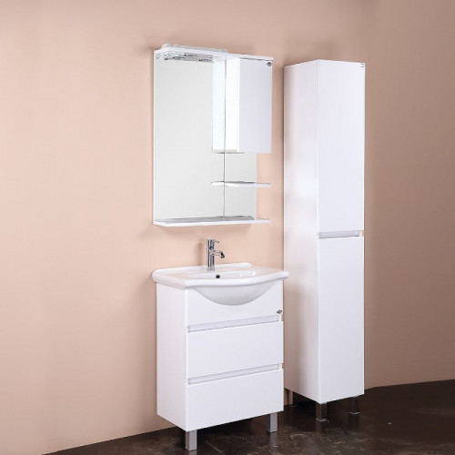 Зеркало со шкафом Onika Элита 60.01 R 206020 с подсветкой Белое МДФ / ЛДСП, стекло