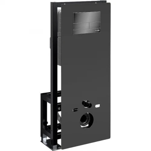 Инсталляция WasserKRAFT Glan 66TLT.010.ME.BL.PB04 для унитаза Черное стекло с клавишей смыва Черный глянец