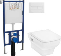 Унитаз с инсталляцией DIWO Hansgrohe CreekTide Q HGSET001 + DIWO 4501 с сиденьем Микролифт с клавишей смыва цвет Глянцевый белый