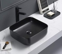 Раковина-чаша CeramaLux 39 2106 Черная матовая фаянс накладная