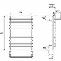 Водяной полотенцесушитель Point Нептун PN09156SP П7 500x600 с полкой Хром