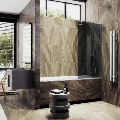 Шторка на ванну Maybah Glass MGV-83-5ш 900x1400 в широком профиле Хром матовый стекло графитовое