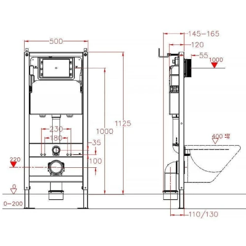 Унитаз с инсталляцией Azario Teramo AZ-501A+AZ-0052 цвет Белый с сиденьем Микролифт