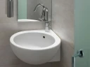 Раковина Hatria You and Me 46 L Y0H601 угловая Белая фаянс подвесная
