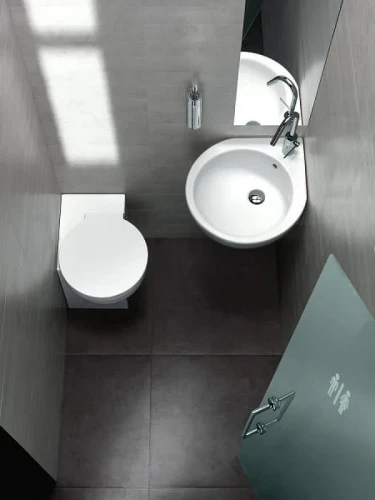 Раковина Hatria You and Me 46 L Y0H601 угловая Белая фаянс подвесная