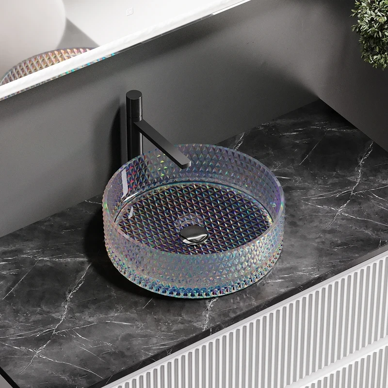 Раковина-чаша Ceramicanova Cristal 36 CN6059 Неон стекло накладная