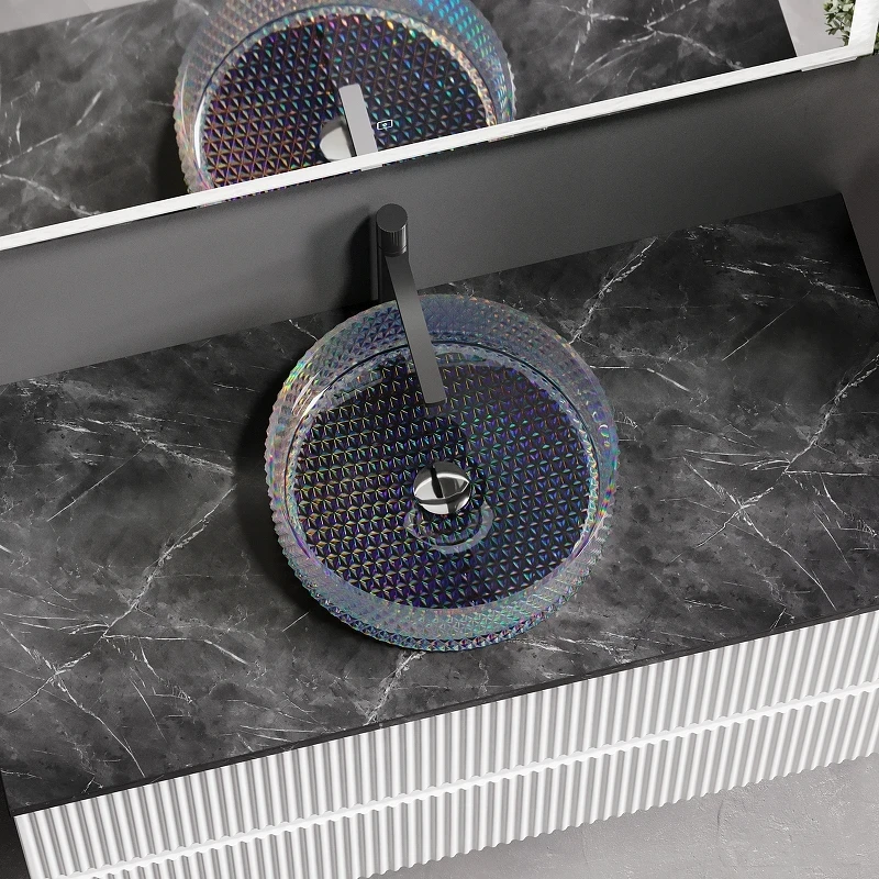 Раковина-чаша Ceramicanova Cristal 36 CN6059 Неон стекло накладная