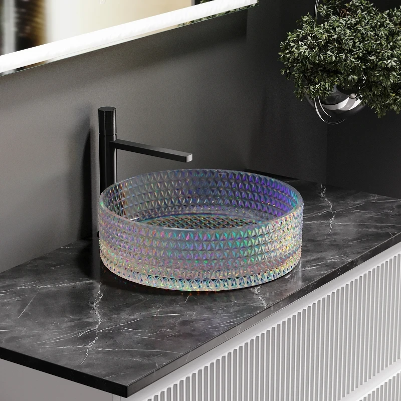 Раковина-чаша Ceramicanova Cristal 36 CN6059 Неон стекло накладная