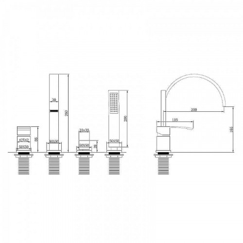 Смеситель на борт ванны Abber Wasserfall AF8613NG Никель