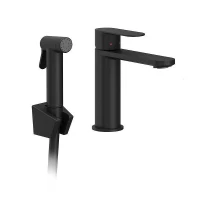 Смеситель для раковины Ravak Chrome II CR II 112.20BL X070462 с гигиеническим душем цвет Черный матовый