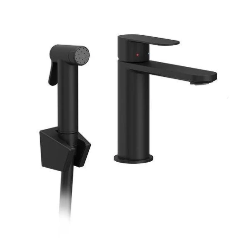Смеситель для раковины Ravak Chrome II CR II 112.20BL X070462 с гигиеническим душем цвет Черный матовый