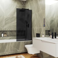 Шторка на ванну Maybah Glass MGV-89-6у 900x1400 в узком профиле Черный стекло графитовое матовое