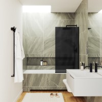 Шторка на ванну Maybah Glass MGV-89-6у 900x1400 в узком профиле Черный стекло графитовое матовое