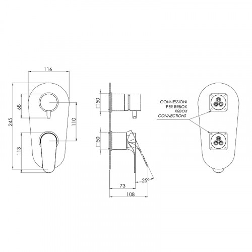 Смеситель для душа Remer Class Line L92KB Хром латунь встраиваемый