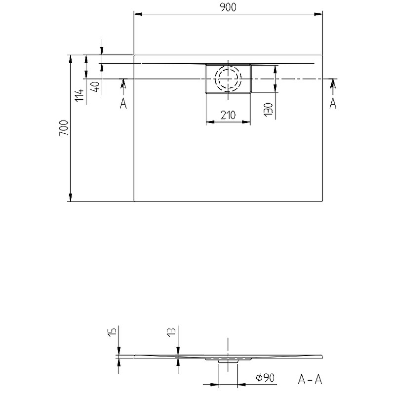 Акриловый поддон для душа Villeroy&Boch Architectura Metalrim 90x70 UDA9070ARA215V-01 Альпийский белый