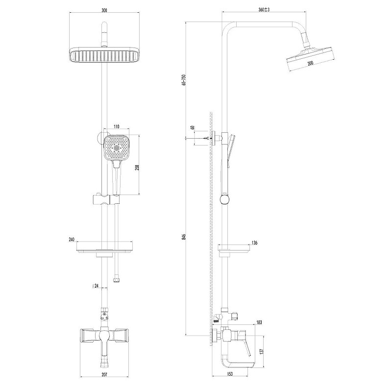Душевая система AWP Shira S0562C цвет Хром