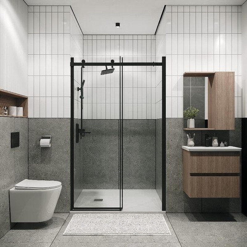 Душевая дверь Grossman Classic 140 100.K33.04.140.21.00 профиль Черный матовый стекло прозрачное