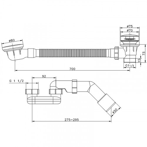 Слив-перелив Raglo R600.31 click-clack Хром