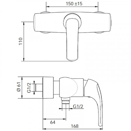 Смеситель для душа Jacob Delafon Nateo E71253 Хром латунь на стену