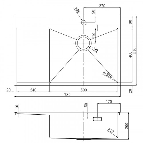 Кухонная мойка Lemark Kezadra 780P 9932156 цвет Черный матовый