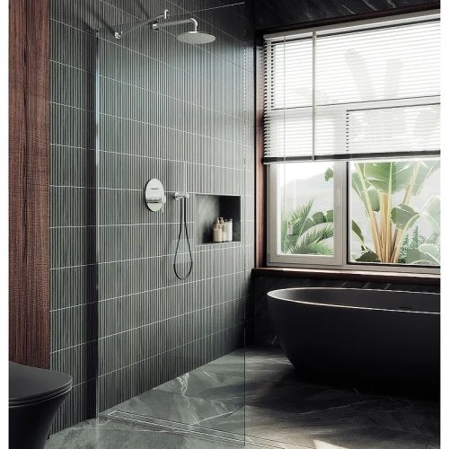 Душевая перегородка Maybah Glass MGD-695-5ш 790x1950 в широком профиле Хром матовый стекло прозрачное